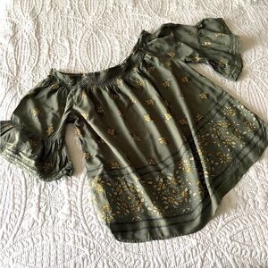 Floral Olive Green Women's Top